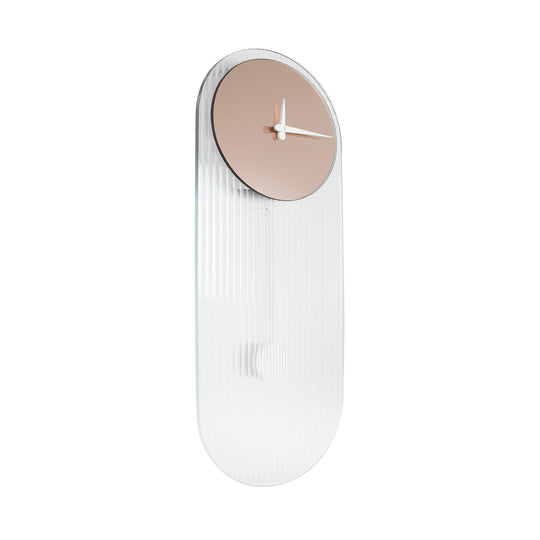 Orologio a Pendolo di Design ''Londra'' vetro cannettato e specchio rosato
