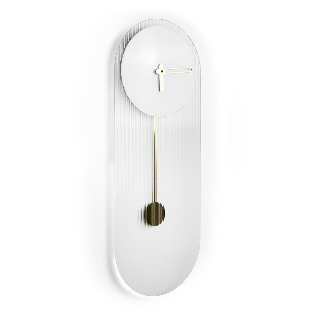 Orologio a Pendolo di Design "Florence" in Vetro Bianco