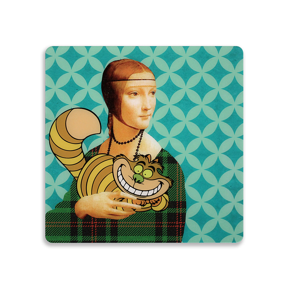 Quadro in plexiglass "Dama con Stregatto" 50x50cm