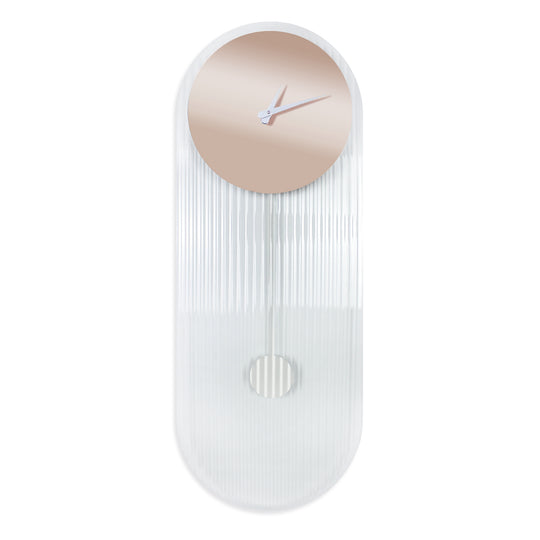 Orologio a Pendolo di Design ''Londra'' vetro cannettato e specchio rosato