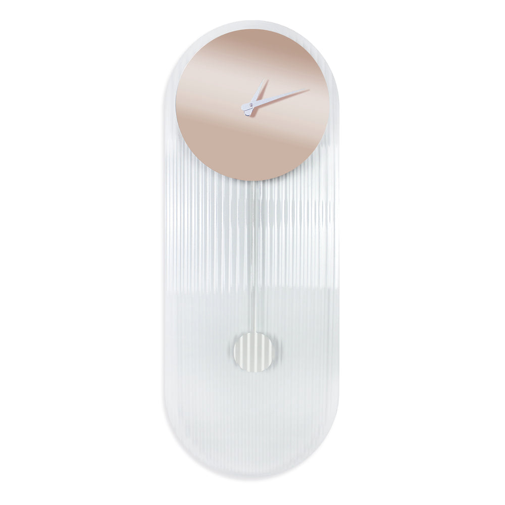 Orologio a Pendolo di Design ''Londra'' vetro cannettato e specchio rosato