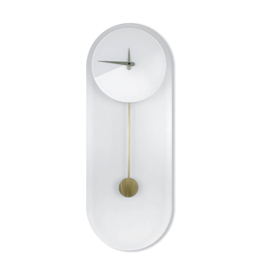 "Helsinki" Design Pendulum Clock in Satin Striated Glass